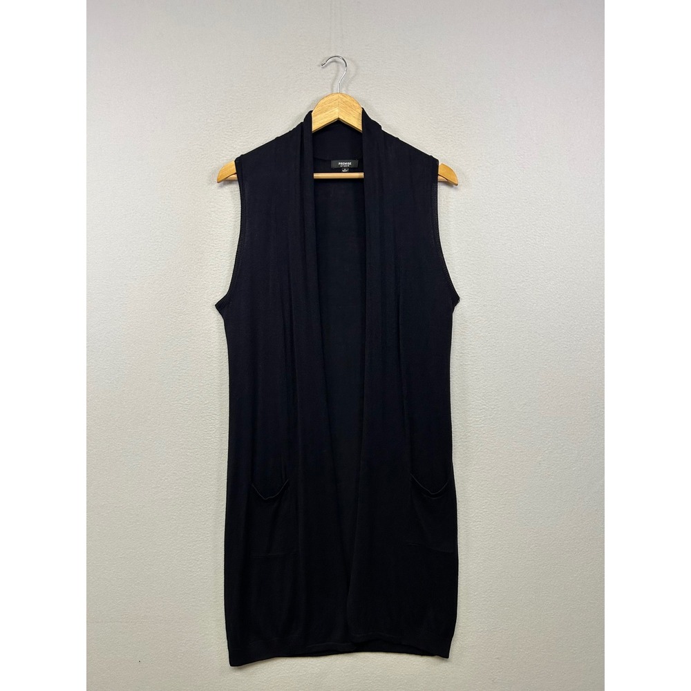 Premise Studio Minimalist Professional Womens M Black Sleeveless Open Vest